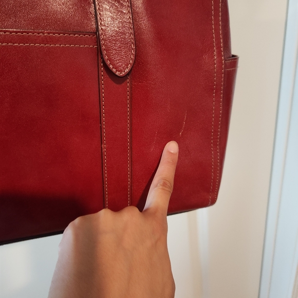 Vintage Fossil Red Leather work bag - Picture 3 of 9